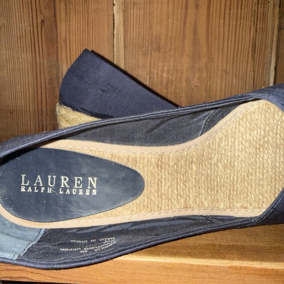 Lauren Ralph Lauren Cecilia Espadrilles Wedge Slip On Shoes Womens Sz 9B Navy - Picture 8 of 9